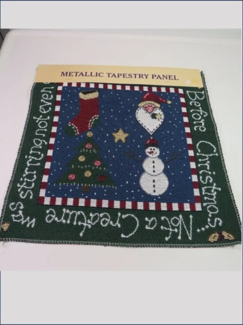 Vintage Night Before Christmas Metallic Tapestry Panels 12x12 Pair 2 Cottagecore